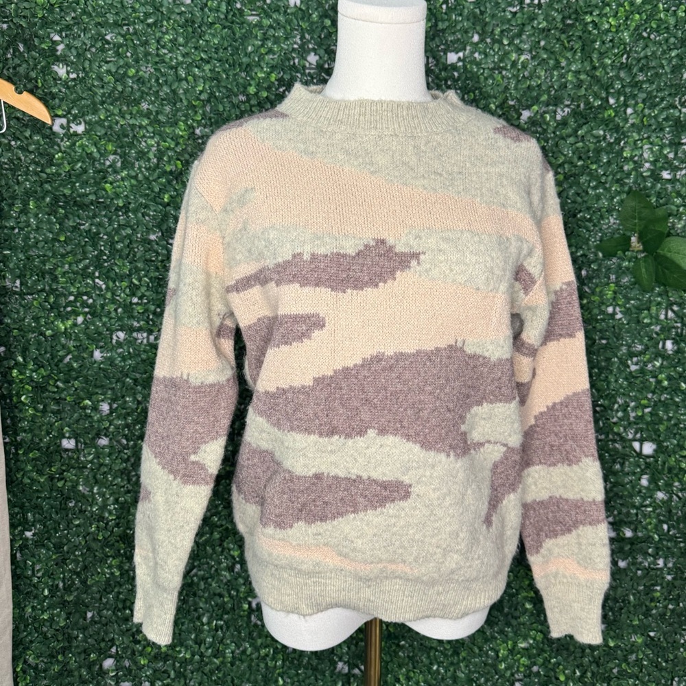Oversized Camouflage Crew Neck Sweater
